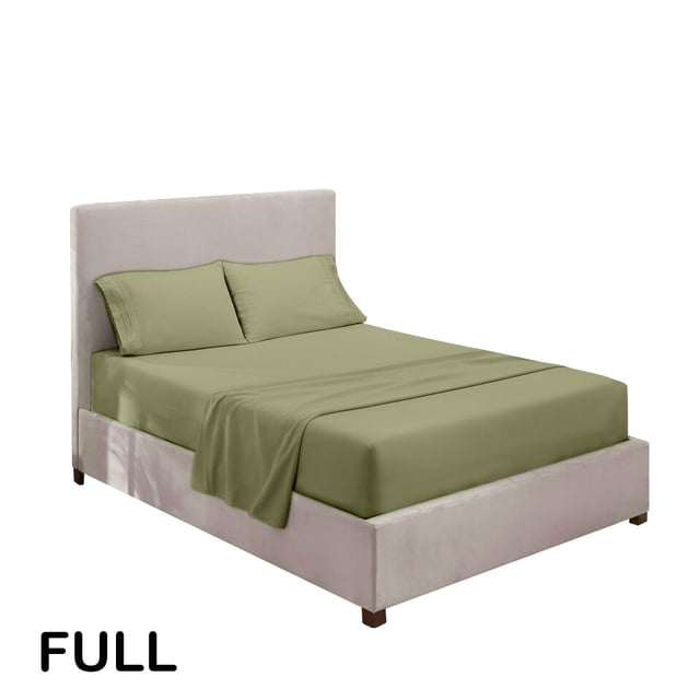 Home Bedding Set Bed Sheet Mattress Cover Pillowcase Solid Color Polyester Bedding Kit, Green, Full, 4pcs/set Bed sheet