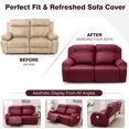 thumbnail image 4 of SHANNA Faux Leather Recliner Chair Covers, 4-Piece Stretch Reclining Sofa Slipcovers with Pocket, Washable Furniture Protector (Burgundy, 2 Seater), 4 of 9