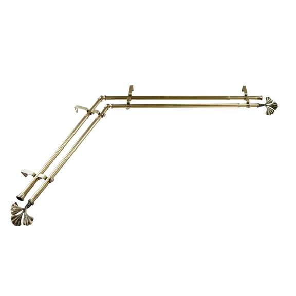 Domovina Charm 13/16" Corner Window Double Curtain Rod-Color:Antique Brass,Size:48"-84"