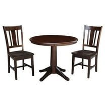 36" Round Pedestal Dining Table with 2 San Remo Chairs - Mocha - 3 Piece Set