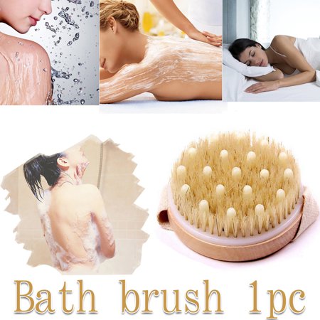 FHBVT Body Bristle Bath Brush 4.33 x4.33 x1.38 Wooden Boar Hair Exfoliating Dead Skin Removal Circulation Massage Wet Dry Use for Shower Spa Personal Care Relaxation Home Use