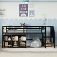 thumbnail image 3 of Newest Twin Metal Loft Bed Black,Low Profile with Storage Cubby & Stairs, 6 Rolling Bins, Space Saving Design, 3 of 16