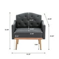 thumbnail image 4 of Modern Accent Leisure PU Leather Single Sofa Chair Armchair with Metal Rose Golden Feet for Bedroom Living Room, European Style Plywood Frame Makeup Vanity Chair, Gray, 4 of 7