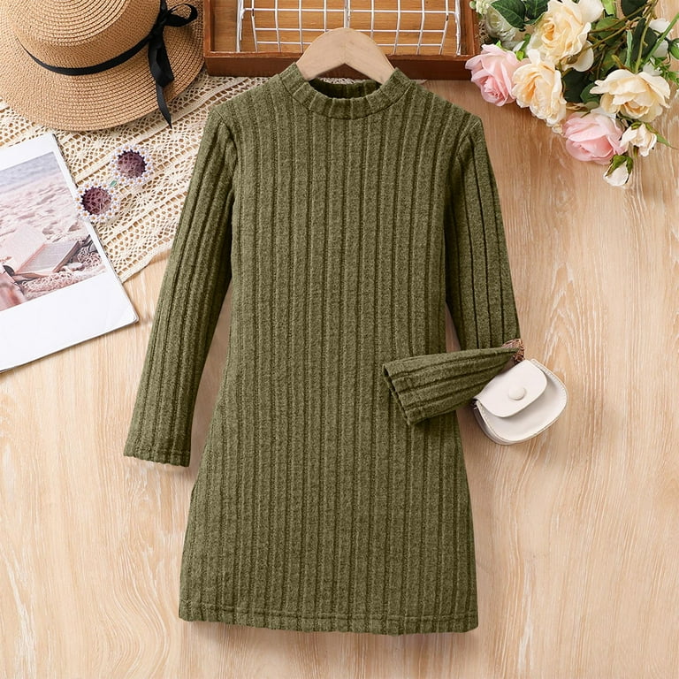 green woolen dress Premium Midi Dress Top Woolen Knit with Cream & Green Accents ClothingSutra