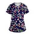 thumbnail image 4 of Camisetas de Manga Corta para las Mujeres Impresión de la Moda Camiseta con Cuello en V, Blusa de Bolsillos Casuales para el Uso Diario, Casero Y Cómodo, 4 of 7
