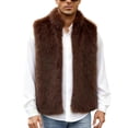 thumbnail image 2 of Ceisia Mens Faux Fur Sleeveless Vest Open Front Warm Thick Furry Waistcoat Winter Party Street Casual Outerwear Gilet For Men Brown M Gift, 2 of 6