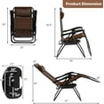 thumbnail image 3 of PRZL Folding Reclining Lounge Chair, Outdoor Zero Gravity Recliner W/Side Tray & Detachable Headrest Pillow, Heavy-Duty Steel Frame, Reclining Folding Chair for Poolside, Backyard (1, Coffee), 3 of 10
