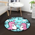 thumbnail image 5 of Cute Pink Dinosaur Memory Foam Bath Mat 36" Absorbent Rug with Non Slip Base and 4 Bonus Pads, 5 of 6
