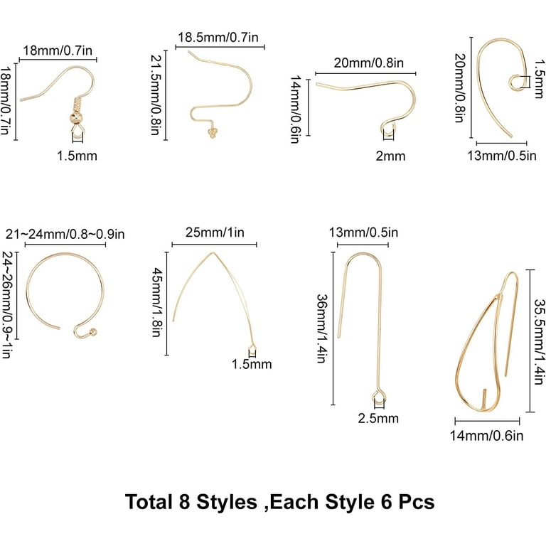 Earring Parts Types Of Ear Wires Box 48pcs 18K Gold Plated Earring