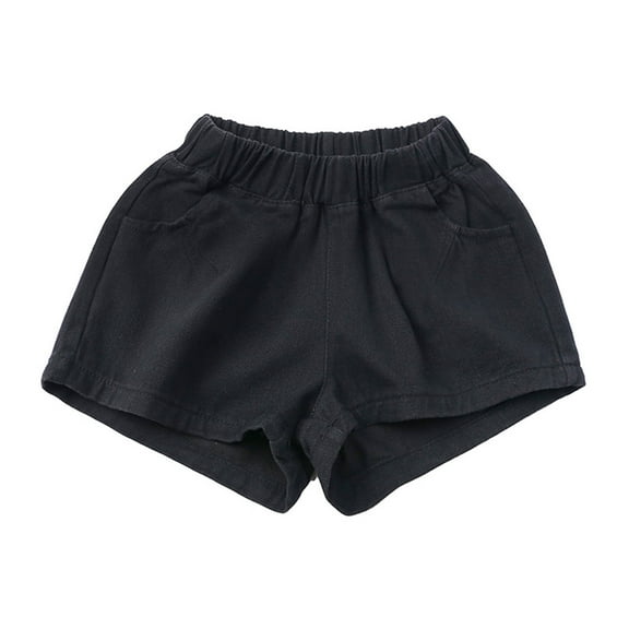 Odeerbi Toddler Boys Girls Summer Cotton Sport Shorts Solid Color Jogger Casual Elastic Waist Active Shorts Kids Fashion Cute Soft Pants Outdoors Home Wear Shorts 6 Months-7 Years Black