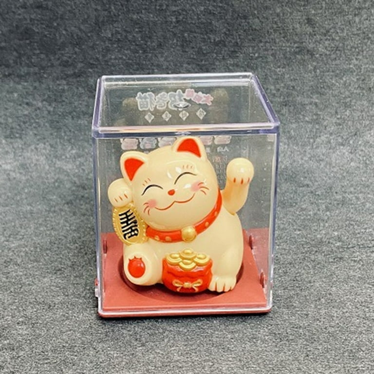RedmL Welcome Lucky Cat Figurine Shaking Hand Plastic Chinese Style Light Energy Fortune Cat Statue for Desktop