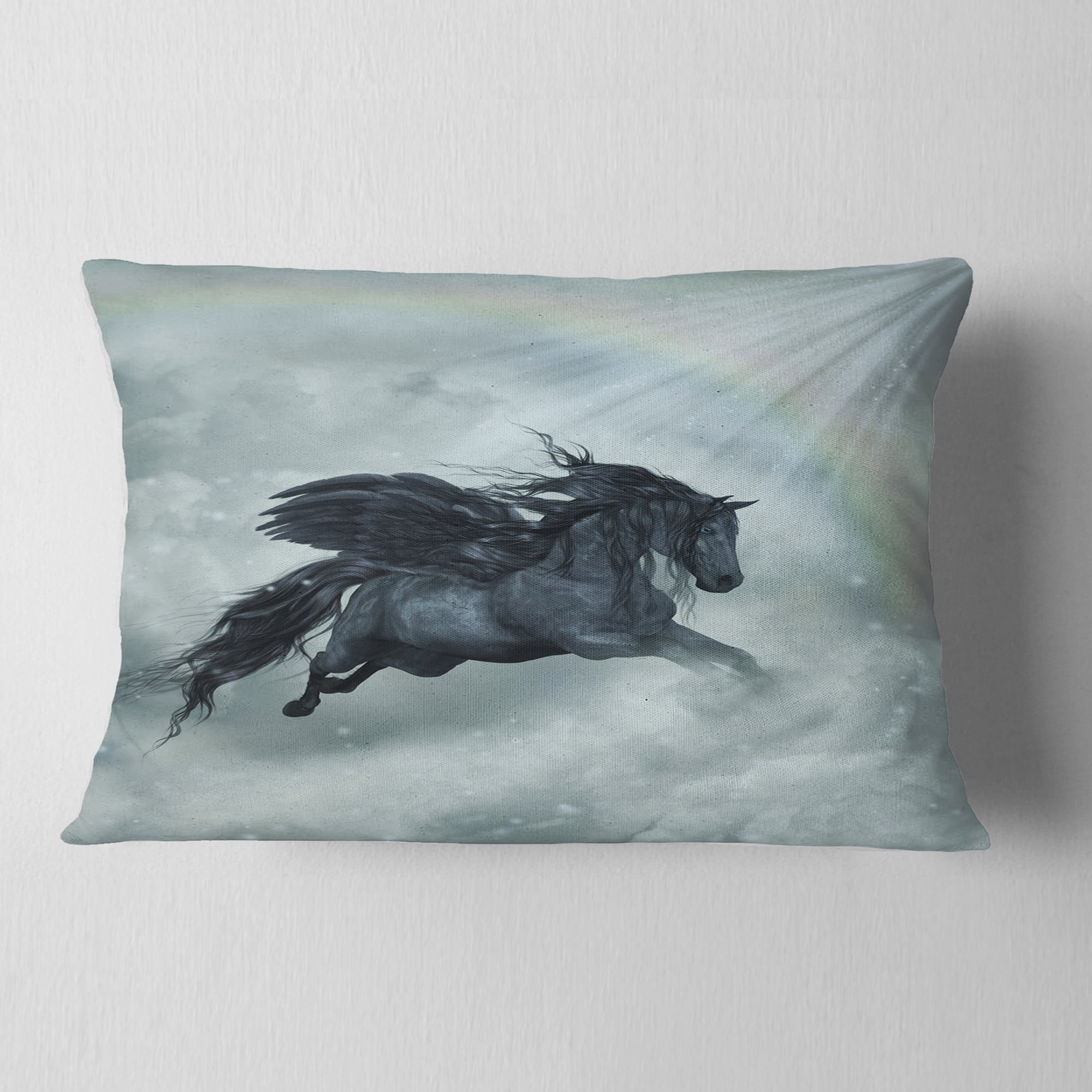 Designart Pegasus in the Heaven - Animal Painting Throw Pillow - 12x20