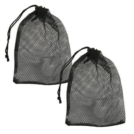 UPOUART 2Pcs Black Nylon Golf Ball Holder with Drawstring Closure for Easy Carry