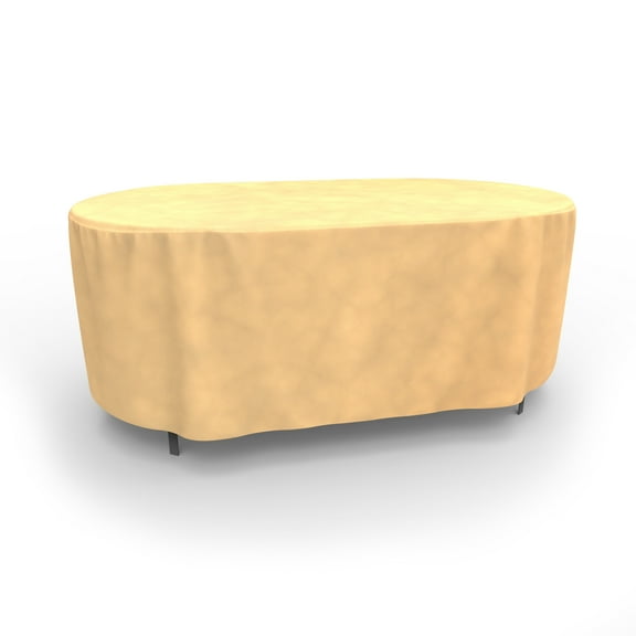 Budge Small Beige Patio Outdoor Oval Table Cover, All-Seasons