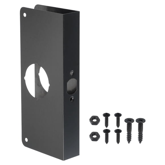 Placa de refuerzo para puerta Uxcell para reparación y refuerzo de puertas, 1 juego para puerta de 1-3/8" de grosor, tamaño de 9" en negro