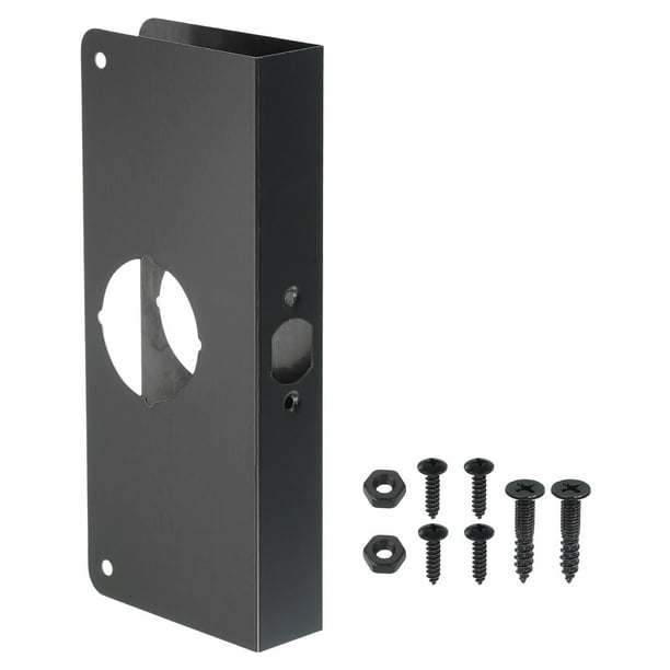 Placa de refuerzo para puerta Uxcell para reparación y refuerzo de puertas, 1 juego para puerta de 1-3/8" de grosor, tamaño de 9" en negro