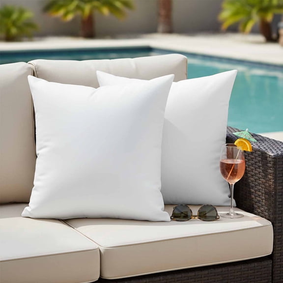 White Outdoor Pillow Covers 18x18 Inch Throw Pillow Covers Set of 2 Waterproof Decorative Pillow Cases Modern Minimalist Pure Soild Color Cushion Covers for Patio Furniture Garden Couch Sofa