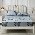 thumbnail image 2 of Move Over 4 pcs Butterfly Sheet Set Twin Grey Fitted Sheet Chic Butterflies Pattern All Around Elastics Deep Pocket Sheet, 2 of 8