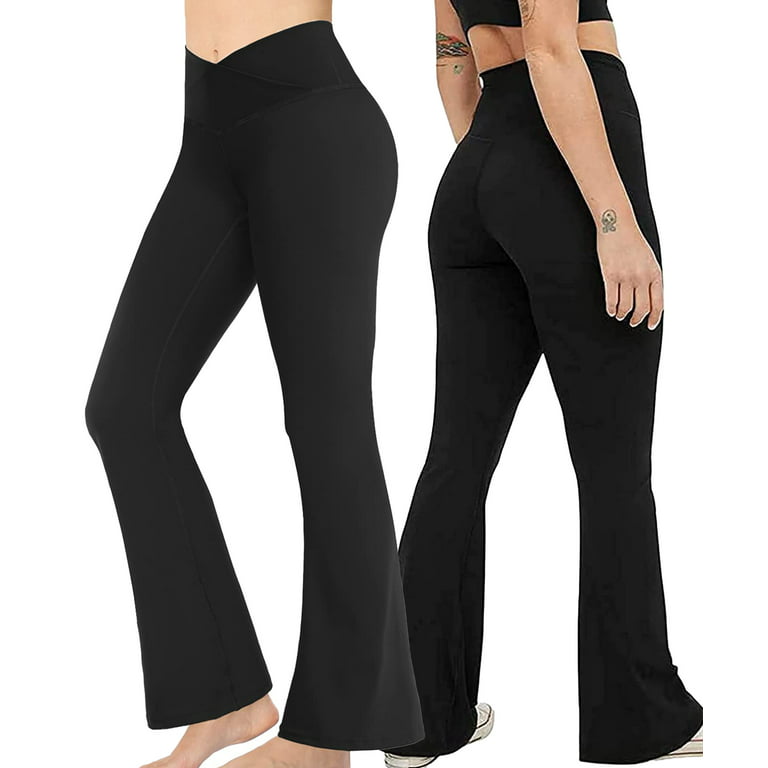 Ilfioreemio Yoga Pants for Women Bootcut Fold Over High Waisted Cotton  Spandex Lounge Workout Flare Leggings 