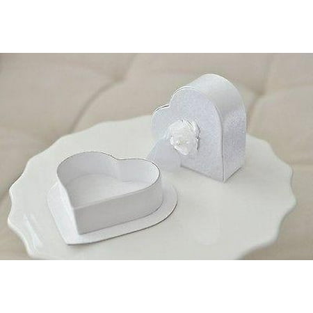 2 Pack White Satin Heart Shaped Jewelry Gift Box with Lid Rose Gift Tag Wedding Anniversary