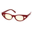 thumbnail image 2 of Womens Narrow Cat Eye Heart Shape Side Lens Plastic Sunglasses Red Pink Mirror, 2 of 4