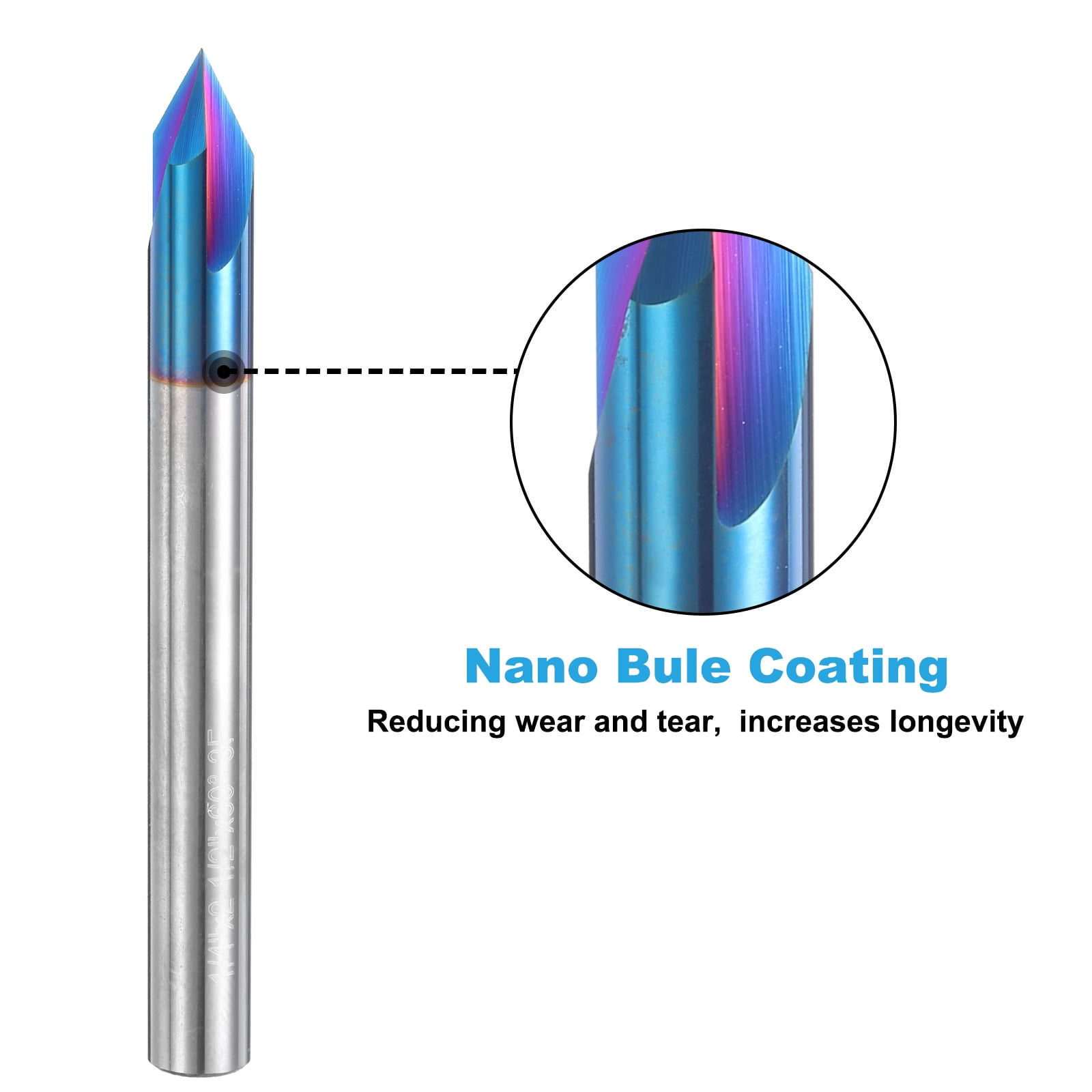 Uxcell 60 Degree V Groove Engraving Router Bit for CNC Tip and 3 Flutes 1/4 inch Shank Carving Bit Carbide End Mill