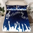 thumbnail image 2 of Homewish Musical Notes Melody Twin Sheet Sets,Music Lover Silhouette Twin Fitted Sheet,White Blue 03 For Teens,Breathable Home Decor,3-Piece, 2 of 7