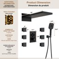 thumbnail image 3 of Boyel Living Wall Mount 22" Rectangular 2-Function Rainfall Waterfall Shower Head 4 Function Thermostatic Shower Faucet System , with 6 Body Jets,Matte Black, 3 of 9