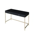thumbnail image 5 of GZXS Contemporary Writing Desk with 2 Drawers, Black High Gloss MDF Top and Gold Electroplated Metal Base - 47"L x 20"W x 31"H, 5 of 9