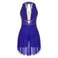 thumbnail image 4 of DPOIS Women Sleeveless Glitter Rhinestone Figure Ice Skating Dress Mesh Ballet Lyrical Dance Dress Royal Blue XL, 4 of 7