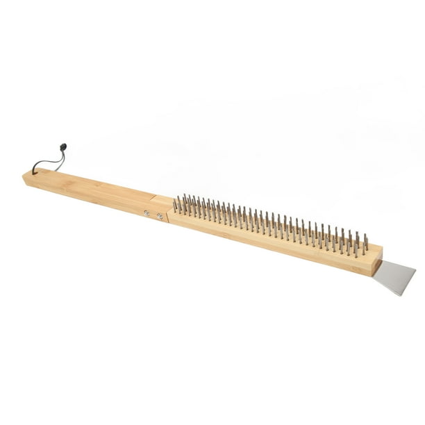 Cepillo De Limpieza Para Parrilla, Cepillo Largo Para Pizza, Cerdas De Metal Extraíbles, De Madera De Bambú Fácil De Limpiar Con Raspador Para Limpieza Del Horno