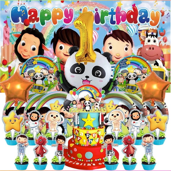 Little Baby Bum 1st Tableware Balloons Cake Toppers Backdrop Banner Supplies Party Decor Plates Decorations