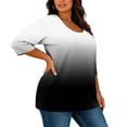 thumbnail image 4 of Qulqfy Tie Dye Graphic Tees For Women Scoop Neck Fall Plus Size 3/4 Length Sleeve Boho Spring Casual Comfy Knit Dressy Womens Tops Summer 2XL, 4 of 8