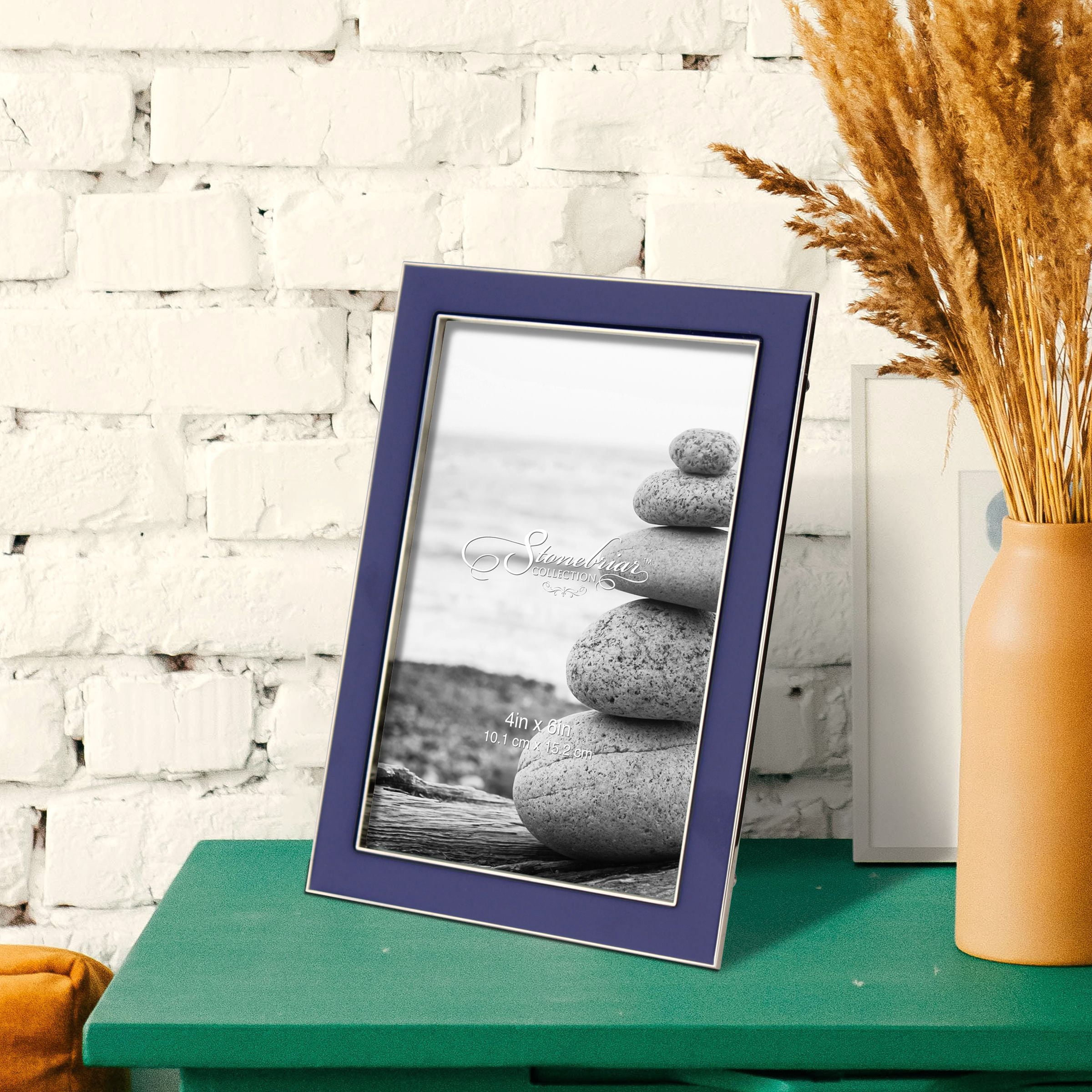 Stonebriar 4x6 Rectangular Epoxy Single Picture Frame with Easel Back, Navy Blue
