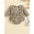 thumbnail image 2 of Bagilaanoe Newborn Baby Girl Rompers Plaid Long Sleeve Bodysuits 3M 6M 9M 12M 18M Infant Ruffled One Piece Jumpsuit, 2 of 8