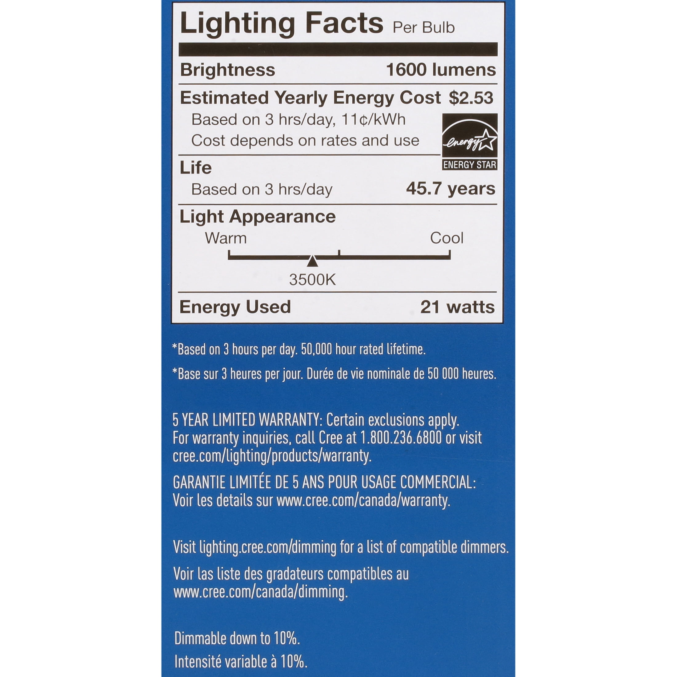 Cree Lighting CR-T 6 inch LED Retrofit Downlight 150W Equivalent, 1600 lumens, Dimmable, Neutral White 3500K, 50,000 hour rated life | 1-Pack