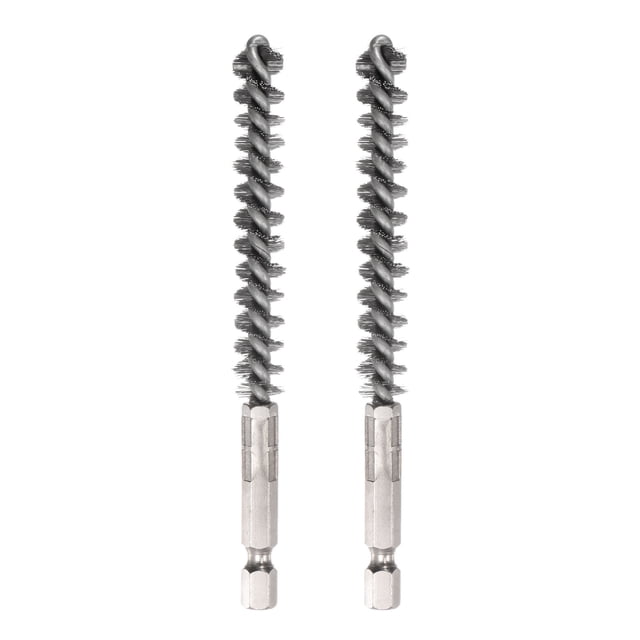 2uds Inoxidable Acero Calibre Cepillo 10mm Diámetro Limpieza Alambre Cepillo con Mango 1/4 Pulgada Hexagonal Vástago para Tubos, Puertos, Rodamientos