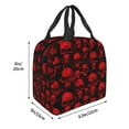 thumbnail image 3 of Fotbe Red Skulls Bolsa Térmica con Estampado y Forro de Aluminio Grueso Bolsa de Almuerzo con Bolsillo Frontal para Hombres y Mujeres, Ideal para Trabajo, Escuela, 3 of 8
