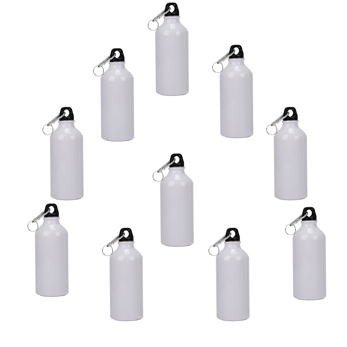Techtongda 20pcs Blank Coated Sublimation 600ml Aluminium Water Bottle-white Sublimation Transfer