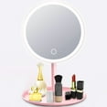 thumbnail image 3 of Rechargeable Round Makeup Mirror with L-ED Light Screen Switch Detachable Base Desk Makeup Mirror, 3 of 8