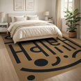 thumbnail image 3 of ODIKA 8'x10' Tan Modern Typography Hello Geometric Washable Area Rug Contemporary Abstract Lettering With Curved Lines And Bold Graphic for Living Room, Under Sectional, Family , Durable, Non-Slip, 3 of 7