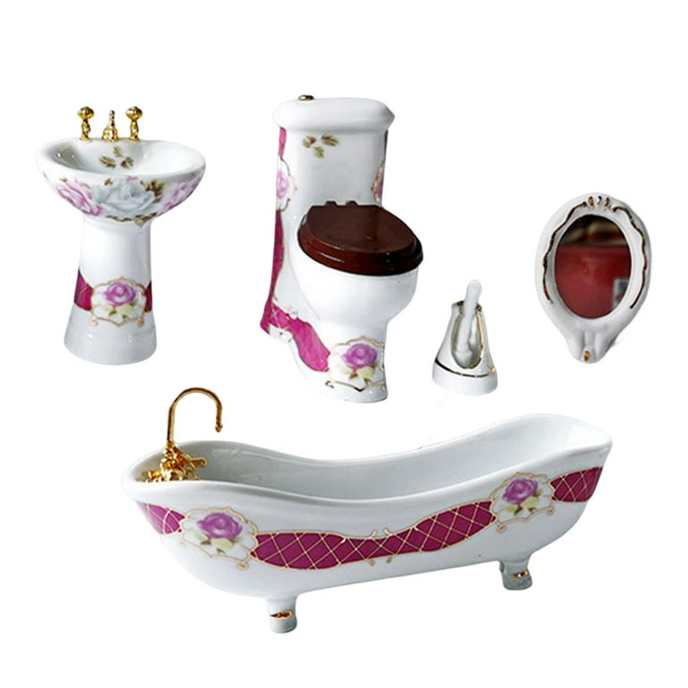 Miniature Dollhouse 3 pc Bathroom Set by Reutter Porcelain
