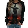 thumbnail image 4 of Uootdi Halloween Shirts for Women Plus Size Long Sleeve Tops Funny Witchy Pumpkin Ghost Graphic Gift Tees Cotton Crewneck Blouse s, 4 of 5