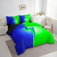 thumbnail image 3 of Homewish Green Blue 7 Pieces Bedding Comforter Set,Neon Lightning Full Bedding Set,Modern Abstract Desgin Fitted Sheet Flat Sheet For Girls Boys,Microfiber Bedroom Decor Reversible, 3 of 8