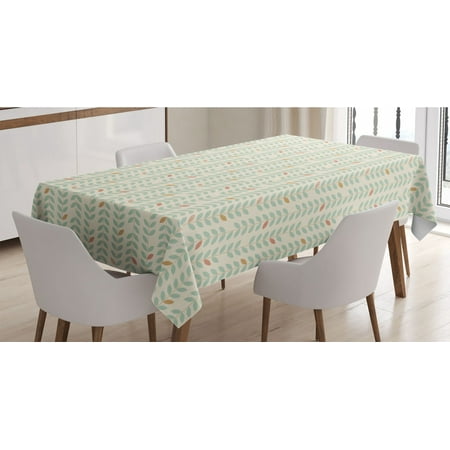 

Modern Tablecloth Pastel Themed Pattern of Grunge Leaves Symmetric Vertical Branches Rectangle Satin Table Cover Accent for Dining Room and Kitchen 60 X 90 Champagne and Pale Teal by Ambesonne
