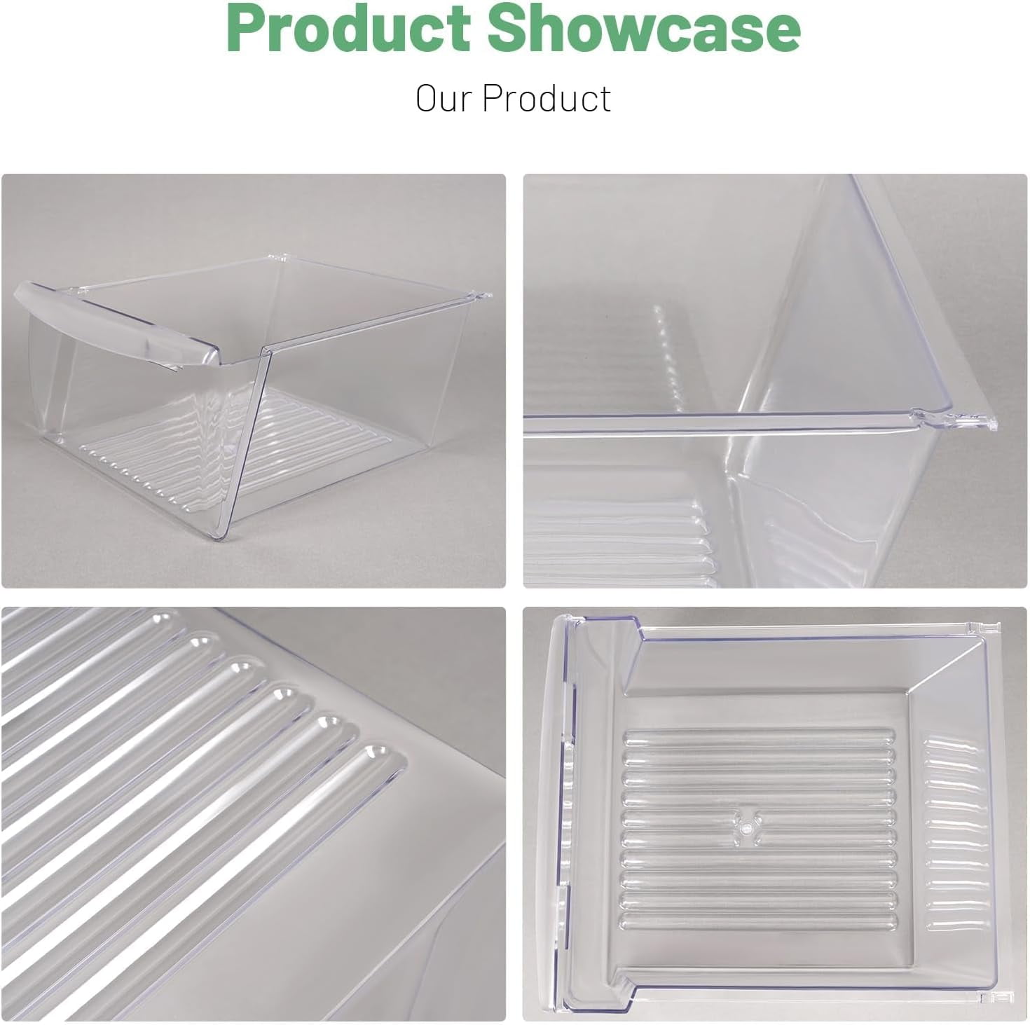 ‎240351061 Upper Crisper Pan Compatible with Frigidaire Refrigerator Freezer Crisper Drawer Replacement for 240351005 240351062 Plastic (PC) Clear