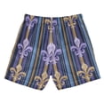 thumbnail image 2 of Stripes and Gold Purple Mardi-gras Flowers Swim Trunks Board Shorts Beach Pants Bathing Bottoms 4T, 2 of 8
