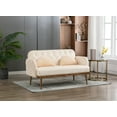 thumbnail image 2 of Luccalily Accent Loveseat Sofa,Velvet Leisure Sleeper Comfy Sofa Couch with 2 Throw Pillow, Accent Sofa Recliner,with 4 Rose Golden Metal Legs,Mid-Century Modern Velvet loveseat Sofa for Living Room, 2 of 9