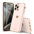 thumbnail image 7 of Love-Heart Luxury Case for Apple iPhone 15 Pro Heart Case, Cute Design Shiny Bling Cover, 3 in 1 Bundle Case with 2 PACK Clear Tempered Glass for Apple iPhone 15 Pro for Women Girls, Rose, 7 of 7