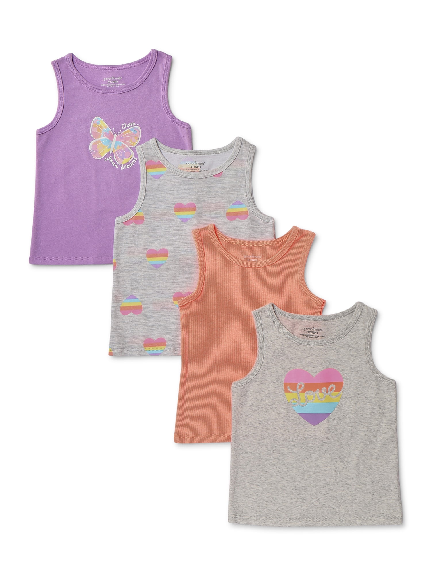 Garanimals Baby Girls & Toddler Girls Printed & Solid Tank Tops, 4Pack